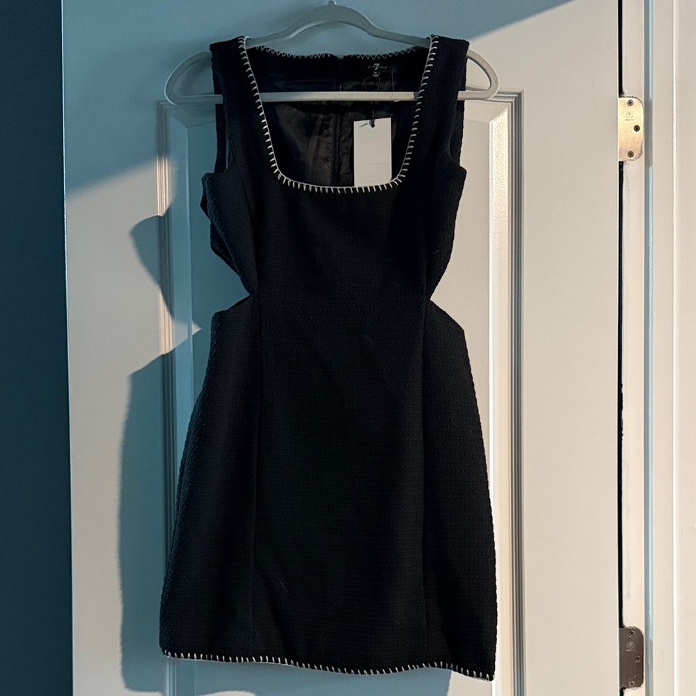 7 For All Mankind Black Mini Dress with White Accents
